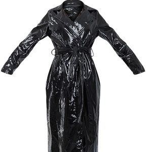 Pretty Little Thing Black Vinyl Trench Coat